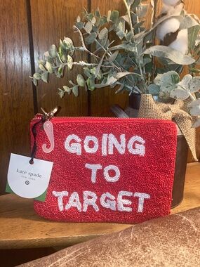kate spade red beaded 'Going to Target' pouch